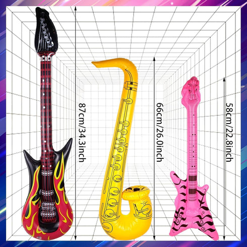 Naturahand 10pcs Set Inflatable Instruments Party Props Rock Star Toy Inflatable Saxophone Bass Rock Microphone Rock