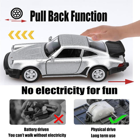 1/36 Scale Porsche 911 Turbo Diecast Car Models - Pull Back Vehicles Porsche 911 Toy Car for Boys and Girls