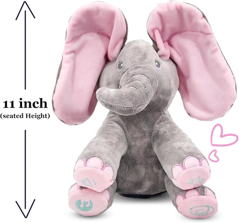 Dimple Kaia Peek A Boo Elephant Toy, Interactive Singing Stuffed Animal Plush with Moving Ears, Musical Stuffed Animal