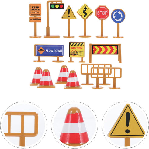 Playset: 30pcs 3+ iplusmile Kids Traffic Signs Street Traffic Cone Barricade Signs Crosswalk Signal Educational Mini