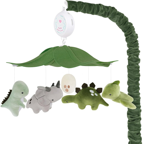 Dinosaur Crib Mobile Grey and Green Dino Baby Crib Mobile with 3-Mode