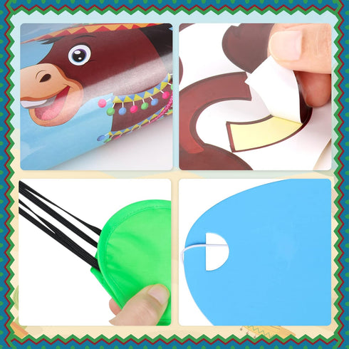 50 Hooqict Pin The Tail on The Donkey Party Games for Kids Birthday Party Supplies Decorations, Large Pin The Tail