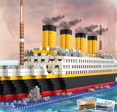 Titanic Ship Model Building Block Set, 3D Puzzle DIY Educational Toys with 1860Pcs Micro Mini Blocks
