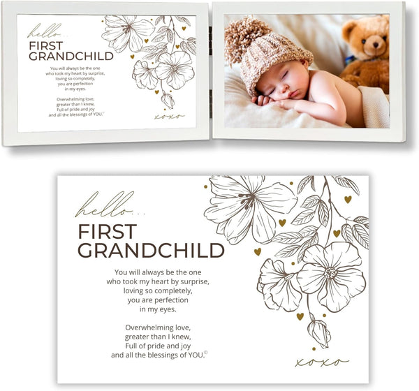 First Grandchild Gift for New Grandparents - Poetry Frame in White