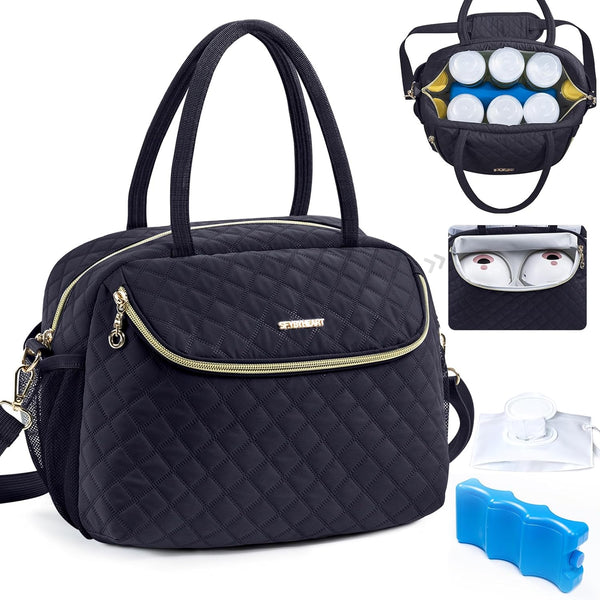 Breastmilk Cooler Travel Bag with 2pcs Wipes Dispensers and Ice Pack -Baby