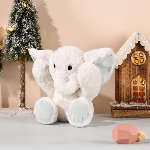 TCBunny Baby Elephant Bedtime Stuffed Animal Plush Toy Gift, 11", Kids, Amy (White)