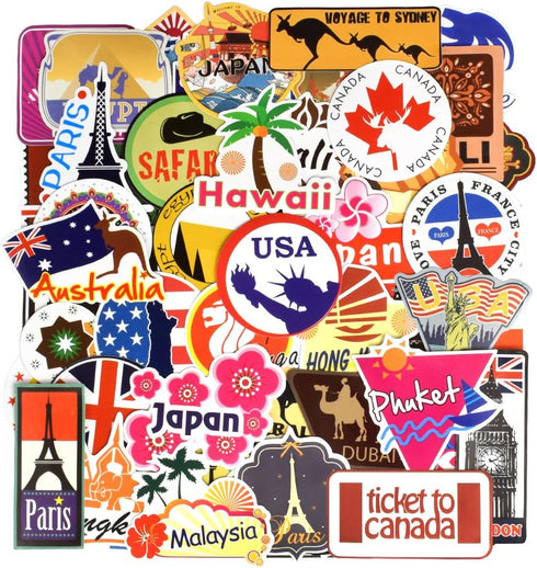 QTL Waterproof Vinyl Luggage Stickers for Easy Identification, 100Pcs Travel Stickers for Adults Kids