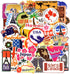 QTL Waterproof Vinyl Luggage Stickers for Easy Identification, 100Pcs Travel Stickers for Adults Kids