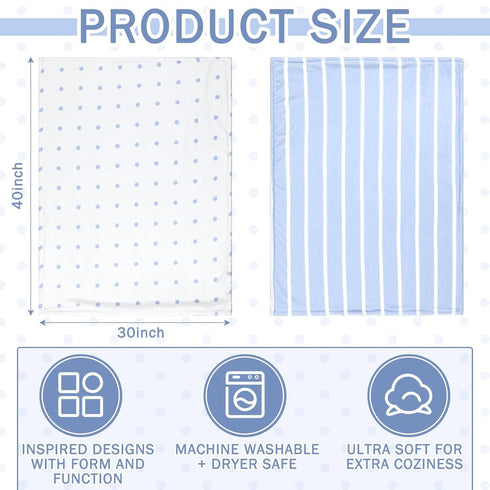 Hahafelt 30''x40'', Cozy Polka Dot Stripes Baby Blanket Fleece Baby Blankets for Boys, Blue Ultra Soft Fluffy Infant