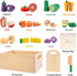 Set Set 3+ Wooden Play Food for Kids Kitchen | Cutting Veggies & Fruits Toy Food with Storage Case & Bag, Play Kitchen