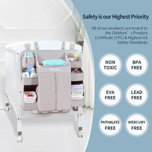 Sweeby Diaper Organizer for Changing Table, Crib Diaper Stacker, Nursery Caddy for Baby Essentials