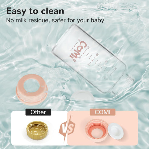 Free,4PCS(5oz,4 COMI Natural Glass Baby Bottle,Standard Neck Breastmilk Storage Bottle for Fridge,Breast Milk