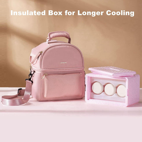 Packs SUNVENO Breast Milk Cooler Bag with Detachable Insulation Box, Double-Layer Pumping Travel Bag for Work