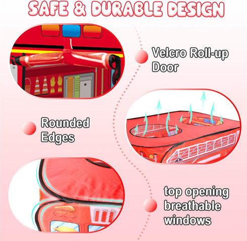 3, 3 4 5 3+ Dolanus Fire Truck Play Tent Pop up for Kids Age Playhouse Toys for Kid Years Old Toddlers Boys Girls