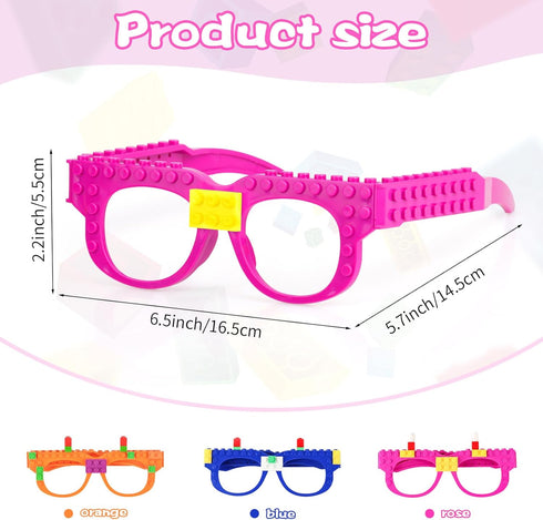 Hooqict 9 Pcs DIY Building Blocks Glasses, Creative Building Block Party Supplies for Kids Birthday Party Favors