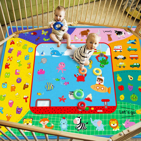 Tummy Baby Crawling Mat,Baby Play Mat for Floor,Large Cotton Educational Time Mat, Foldable Non-Slip Super Soft Padded