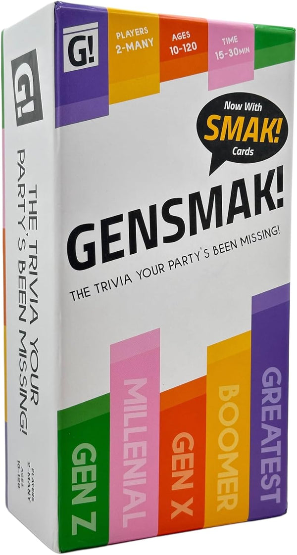 GENSMAK ! Trivia Party Game for Adults & Families Multi-Generational Trivia Card Game