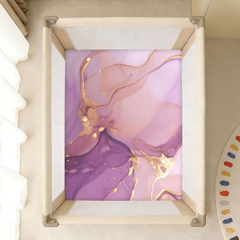 Bseiialft 52 28 Purple Gold Abstract Marble Crib Sheets for Boys Girls Soft and Breathable Cotton Baby Sheets