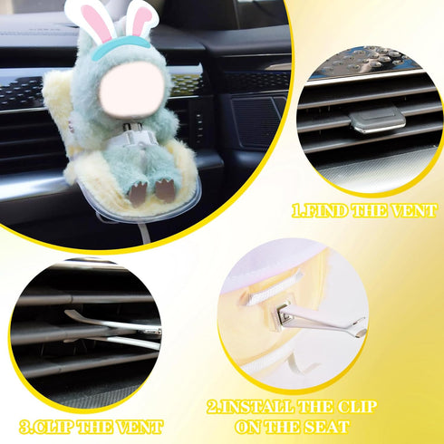 17cm, Mini Car Seat for Clip-On Air Vent Safety Seat with Soft Cushion and ABS Base, Cute Car Decoration & Display
