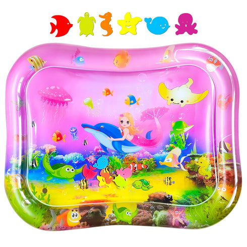 ZHUYNXIR Tummy 39.5x31.5 Extra Big Infant Toys, time Toys, Baby Pink Water Play mat, Fun Early Development Activity