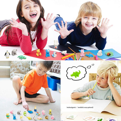 64Pcs Animal Erasers, Kids Pencil Eraser, 3D Bulk Mini Take Apart Puzzle Erasers, Classroom Rewards, School Supplies