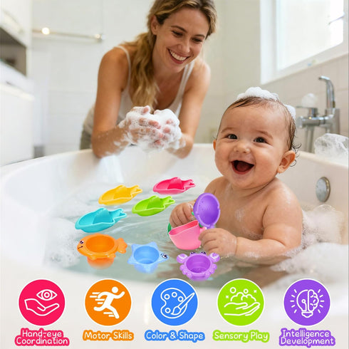 MKICLECER 10PCS 1-3 12+ 2-6 Baby Bath Toys for Kids Ages Mold Free Water Toys for Toddlers Months Fun Bathtub Pool