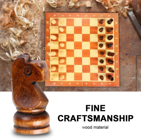 Wooden Chess Set - Folding Board, 12 Inches Handmade Portable Travel Chess Game for Kids and Adults