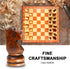 Wooden Chess Set - Folding Board, 12 Inches Handmade Portable Travel Chess Game for Kids and Adults