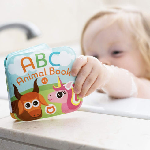 Floating Baby Bath Books - Kids Learning Bath Toys, Waterproof Bathtime Toys for Toddlers (Set of 4: ABC Animal Bath