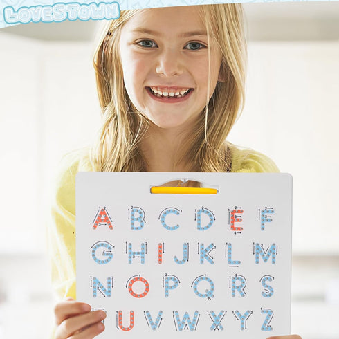 LovesTown Double Sided Magnetic Letter Board, 2 in 1 Alphabet Tracing Board for Kids