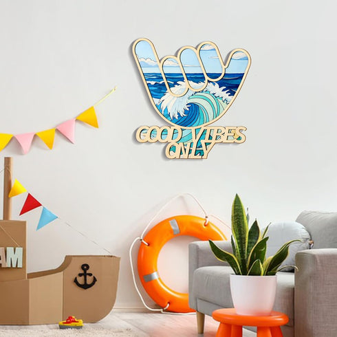 Bnesi Wooden Hawaiian Decor Surfer Hand Sign Surfer Decor Cool Surf Board Wall Decor Beach Room Decor for Nursery Room