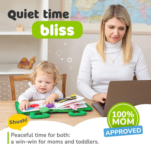 deMoca Busy Book for Toddlers 1-3, Quiet Book Montessori Toy with 9 Activities, Learning Felt Toy for Boys & Girls
