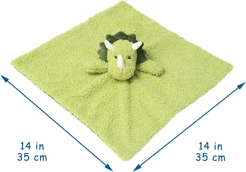 Baby Green Triceratops Soft Stuffed Animal Security Blanket, Plush Dinosaur Character Lovey Blanket, Baby Shower/Nursery Gift, Cuddly Newborn, Infant, Toddler Snuggle Blankie for Kids, 14"