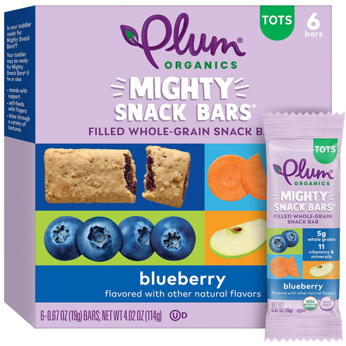 Plum Organics Mighty Snack Bars, Blueberry, 0.67 oz Bars (Pack of 6)