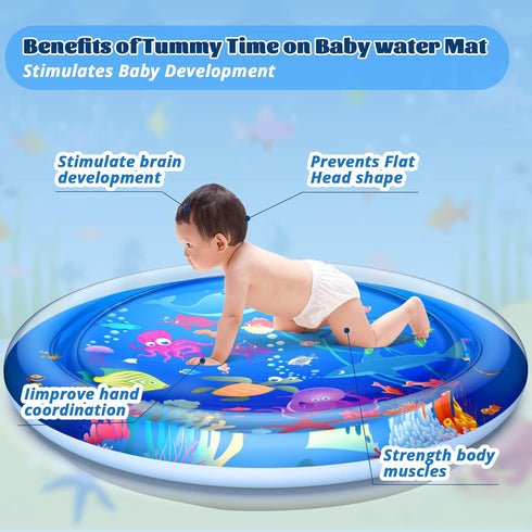 40''X40'' Tummy Time Water Mat, XL Inflatable Activity Center for Babies, Baby Toys for 3 6 9 12 Months