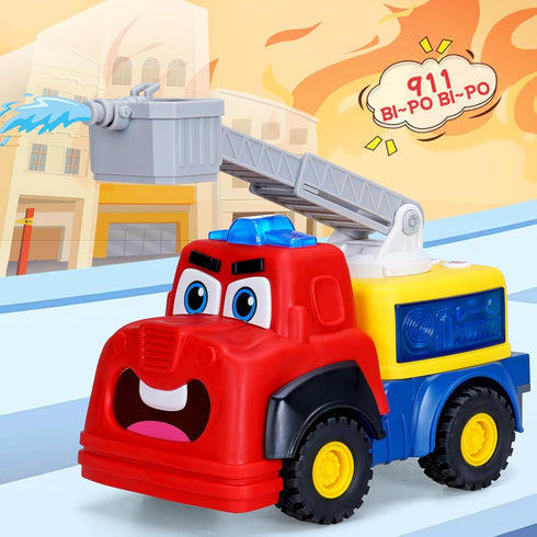 18+ Months/1-3 FS Interactive Talking Fire Truck Toy - Bump & Go Toddler Toy for Years, Realistic Sirens/Lights