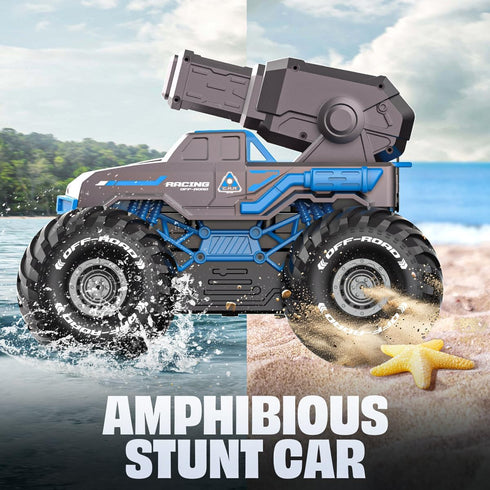 1:16 4WD 6-12 BEZGAR Monster Truck Toys Remote Control Car Amphibious RC Cars Pickup Boat with Shooting Water Gun