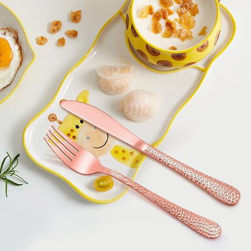 LIANYU 12-Piece Kids Copper Silverware Set - Stainless Steel Toddler Utensils, Dishwasher Safe
