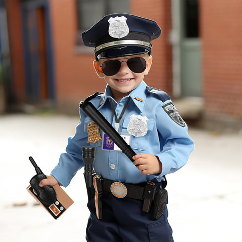 3 Otters 9PCS Police Pretend Play Toy Set: Police Accessories for Kids, Badge, Handcuffs, Walkie