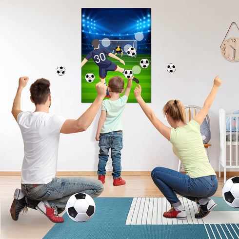 ELECLAND Pin The Soccer Game for Kids - Pin The Soccer on The Goal with Stickers, Football Party Games for Classroom