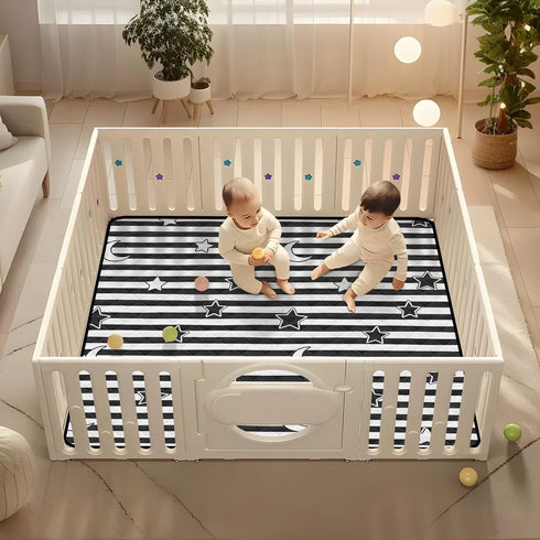 EtherSpher 50'' 50''gimnasio Black White Stripes Stars Moon Soft Padded Baby Gym Play mat for Floor Portable Foldable