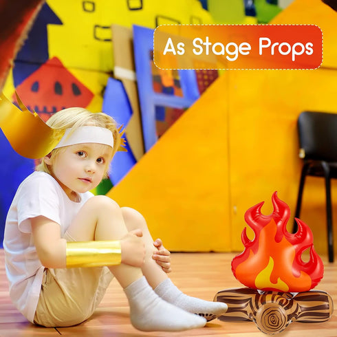 Sumind 4 Pieces Inflatable Campfire Props | 12 Inch Fake Camping Party Decoration for Indoor and Outdoor Games