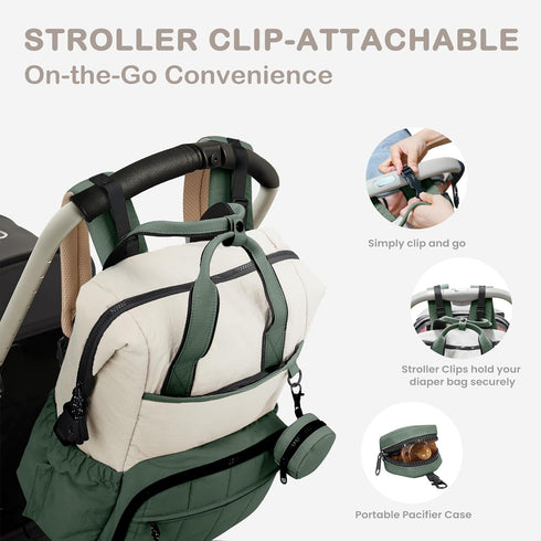 Backpack, Backpack VONAL Diaper Bag Lightweight Baby Diaper Bags, Travel Large Diaper Bag with Changing Station, Green