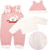 Baby Doll Clothes Handmade Pink Rabbit Top Jumpsuit with Cap Rompers Outfits for 14 to 16 Inch Doll Clothing Set