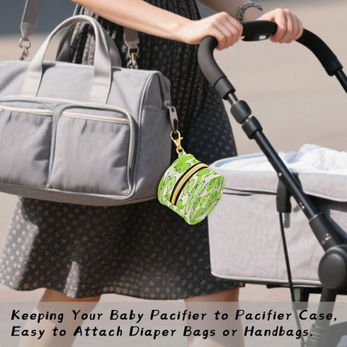 Nesatuwa Fresh Green Apples Pacifier Holder Case with Clip Portable Small Travel Pacifier Pouch for Mom Bag Zipper Coin