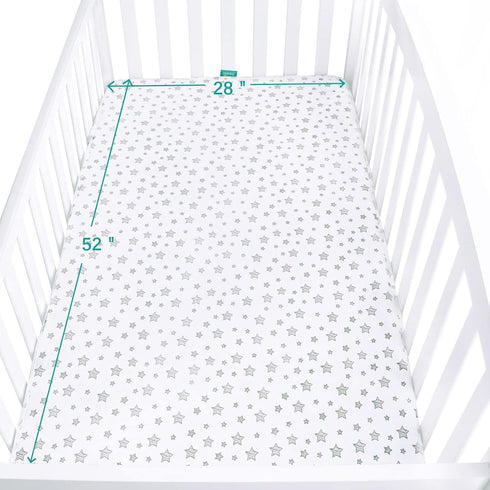 2 Pack, 100% Waterproof Crib Sheets Cotton Crib Mattress Protector, Fitted Crib Sheet, Ultra Soft & Breathable Toddler