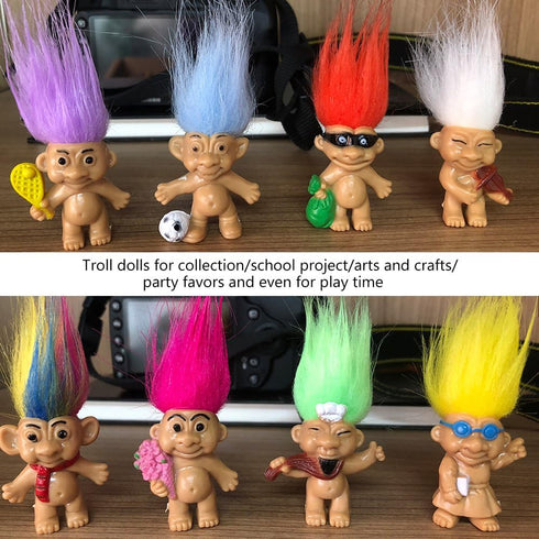 18 Packs Retro Troll Dolls Set, PVC Vintage Troll Doll for Collections and Party Favors