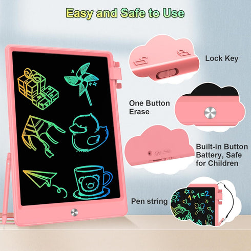 LCD Writing Tablet for Kids, 12.9 Inch Colorful Doodle Board, Erasable Drawing Pad for Boys and Girls 3-8 Years