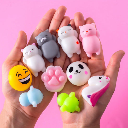 Claw Machine Prizes Toys Refill for Kids - 16pcs Mini Kawaii Cat Stress Relief Unicorn Party Favors, 3X Surprise Eggs