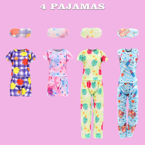 23 6 Sets 3 8 11.5 inch Pcs Doll Clothes and Accessories Including Bathrobes Pajamas, Towels, Headband, Slippers